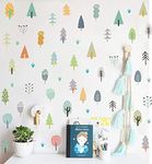 Multicolor Forest Trees Wall Decal, Colorful Woodland Trees Wall Sticker for Nursery Decoration Fridge Window Decor（57pcs Trees Decals