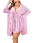 Avidlove Women Sexy Lingerie Set Plus Size Sleepwear Women's Exotic Nightgowns Lace Babydoll Lingerie Dark Pink XXL