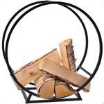 idooka Round Log Store Indoors Black - Log Burner Accessories for Indoor & Outdoor Log Storage - Log Holder w/Ventilation & Raised Stand - Metal Wood Store for Logs Outside or Inside