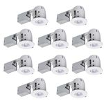 Globe Electric 4" Swivel Spotlight Recessed Lighting Kit Dimmable Downlight, Contractor's 10-Pack Round Trim, White Finish, Easy Install Push-N-Click Clips, 90540