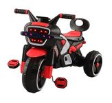 JoyRide Noise Bike Pedal Tricycle for Kids Toddler Trike Headlight, Music,Eva Wheels & Curved Seat and backrest Push Along Pedal Trike for 15 Months to 3 Years RED