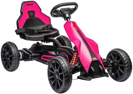 Aosom Electric Go Kart, 12V Outdoor Racer Car for Kids, with Forward Backward, Adjustable Speed, Ages 3-8 Years Old, Pink