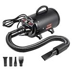 VEVOR Dog Dryer, 2800W/4.3 HP Dog Blow Dryer, Pet Grooming Dryer with Adjustable Speed and Temperature Control, Pet Hair Dryer with 4 Nozzles and Extendable Hose (Black)