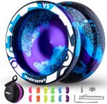 MAGICYOYO Responsive Yoyo V3, Professional Yoyo for Kids Beginner, Tricks Yoyo with Extra Unresponsive Yoyo Bearing for Advanced Player + 12 Yoyo Strings + Yo Yo Bag (Black Blue Purple)