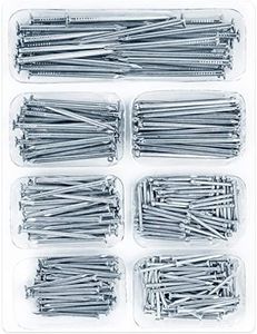 400pcs Hardware Nails Assortment Kit, Picture Hanging Nails, Galvanized Nails, Small Nails for Hanging Pictures, 7 Size Assortment for Finish Nails, Wood Nails, Wall Nails