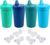 Re-Play Sippy Cups for Toddlers - 10 Oz. Reusable Spill Proof Cups for Kids, Dishwasher/Microwave Safe - Made in USA - Set of 4 with 6 Extra Replacement Valves - True Blue