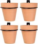 Darware Metal Wall Ring Planters with Pots (4-Pack, 8-Piece Set); Wall Mounted Clay Pots with Holders for Plants and Flowers