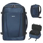 ECOHUB Carry on Backpack 30L, Travel Backpack, Weekender Bag for Men Women with 13 Pockets, 18'' Flight Approved Underseat Personal Item Travel Bag Airplane, Waterproof, USB Charging Port, Blue