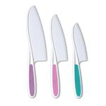 Tovla Knives for Kids 3-Piece Nylon Kitchen Knife Set: Children's Cooking Knives in 3 Sizes & Colors/Firm Grip Serrated Edges BPA-Free Kids' Knives/Safe Lettuce and Salad Knives