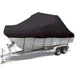 Center Console Boat Cover, 800D Oxford Fabric Waterproof Trailerable Cover for Center Console Boat with Storage Bag,Fit for V-Hull, TRI-Hull All Weather Protection,Black,21~24FT