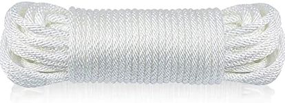 Huouo 1/4" Flagpole Rope - Solid Braid Polyester Flag Halyard Line Designed for Flag Pole (50 Feet)