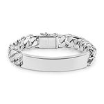 925 Sterling Silver Solid Miami Cuban Link Chain Bracelet Men 12MM Rectangular Card Bangles 7 "7.5" 8 "8.5" 9 "9.5" 10" Thick Big Chain Cuff Jewelry Gift (8 inch, Smooth)