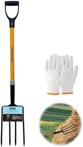 HORIJUNKE Garden Fork, 4-Tines Pitchforks,45-Inch Pitchfork for Gardening,Fiberglass Digging Fork Pole, D-Handle