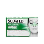 Sudafed Mucus Relief Triple Action Cold & Flu Tablets, Helps fight Cold and Flu and Unblocks the Nose, Reduces Mucus and Gets to work in 15 minutes, pack of 16