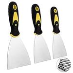 Wallpaper Scraper, 3 Pcs Stainless Steel Putty Knives Paint Scraper Tools with Plastic Handle, Filling Knife Set for Walls (2, 3, 4 Inches)