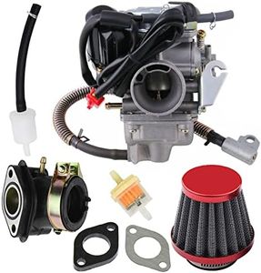 GY6 125cc 150cc Carburetor with Electric Choke for Kazuma Taotao Roketa SunL Baja Eagle ATV Go Kart Motorcycle Scooter 152QMJ 157QMI 4 Stroke Engines PD24J Carb and Air Filter Intake Manifold kits