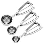 Fayomir Cookie Scoop Set - Small/1 Tbsp, Medium/2 Tbsp, Large/3 Tbsp - Cookie Dough Scoop, Cookie Scoops for Baking,18/8 Stainless Steel Melon Baller Scoop Ice Cream Scoop Muffin Scoop