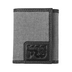 Timberland PRO Men's Canvas Leather RFID Trifold Wallet with Zippered Pockets, Charcoal, One Size