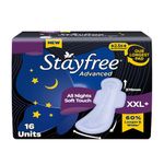 Stayfree Advanced XXL+ Ultra Thin Sanitary Pads for Women | 16 Soft Cotton Pads for All Night Ultra Comfort | Absorbs 2x More with Wider Back | Prevent Rashes | Odour Control