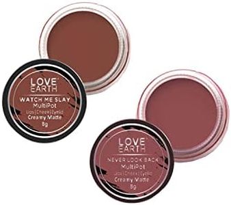Love Earth Lip Tint & Cheek Tint Multipot Combo (Ruby Pink & Caramel Brown) with Richness of Jojoba Oil and Vitamin E for Lips, Eyelids and Cheeks