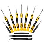 LIFEGOO Torx Screwdriver Set T3 T4 T5 Torx 6 T7 T8 T10 Security Torx Drivers with ESD Tweezers, Magnetic Screwdrivers Precision Repair Kit for Phone MacBook Xbox PS4 Computer Repairing (Yellow)