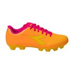 Diadora Cattura Youth Firm Ground Soccer Cleats, Little/Big Kid Sizing, Perfected for Natural and Artificial Playing Surfaces, Orange/Yellow, 2.5 Little Kid