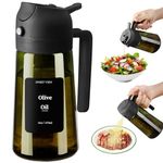 SWEET VIEW Olive Oil Dispenser and Sprayer, 16oz/470ml Glass Light-Proof Pour Bottle, Kitchen Gadgets Accessories for Air Fryer, Cooking, Salad, and BBQ, with Stickers, Black