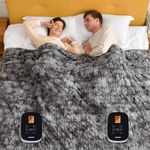 WOOMER [5 Year Warranty] Heated Blanket Queen Size Electric Blanket 84"x 90", Faux Fur Fast Heating, 10 Heating Levels & 0.5-12H Auto Off, Dual Control, Over-Heat Protection, ETL Certification