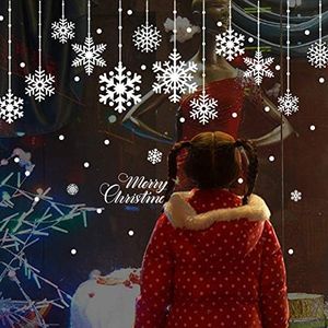 YULOONG Christmas Windows Static Stickers Colorful Clings Removable Vinyl Santa Claus Christmas Tree Snowman Snowflake Deer DIY Wall Window Door Mural Showcase Large Decal Sticker