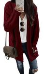 KISSMODA Cardigans for Ladies Open Front Long Sleeves Lightweight Sweater Women's Cardigans Red