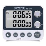 FCXJTU Digital Dual Kitchen Timer, Dual Count UP/Down Timer, Cooking Timer, Stopwatch, Large Display, Adjustable Volume Alarm and Flashing Light (YS390 Gray)