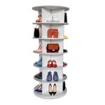 Wallington London Spinning Shoe Rack – 6 Tier Shoe Organizer Rotating Shoe Rack – Durable MDF Lazy Susan Organizer for Shoes, Bags, Accessories – Tall Shoe Rack for Store Display, Home Closet