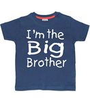 Edward Sinclair | 7-8 Years | Personalized | I'm The Big Brother | Washed | Navy Kids T-Shirt with Name on The Back