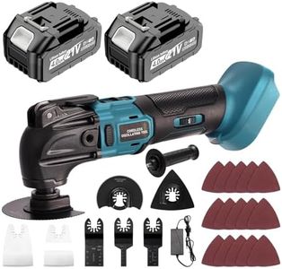 YEARTOP Oscillating Multi Tools Compatible Makita 18V Battery, Cordless Multi Tool with 2 * 4000mAh Battery, Brushless Multitool for Removing Scraping Cutting, 20000OPM/4° Angle/6 Variable Speed