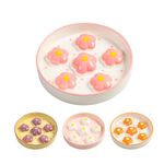 Ceramic Cat Slow Feeder Bowl - Slow Feeding Cat Bowls Healthy Eating - Colorful Design Cute Cat Food Plate - Fun Cat Puzzle Feeder Dish - Dishwasher Safe - 6.3''W x 1.2''H - 6 OZ - Blush Pink Flower