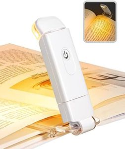 DEWENWILS Book Reading Light, Amber Warm Clip On LED with 3 Adjustable Brightness for Eye Protection, Rechargeable USB, Gifts for Bookworms, Kids (White)