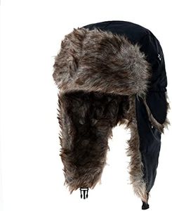 WITHMOONS Russian Ushanka Cap Winter Trapper Ear Flap Hats YZT0092 (Black)