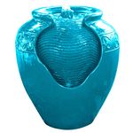 Teamson Home Outdoor Glazed Pot Floor Fountain with LED Lights, Teal