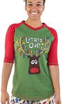 Lazy One Christmas Pajama Shirt for Women l Fun Animal Lights Out Tall Tee M