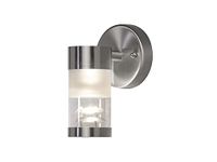 Konstsmide Outdoor Wall Lights/Modena Down Modern Outdoor Wall Light/1 x 25 W GU10 Max Wall Lamp/Frosted-Opal and Clear Glass Lens/IP44/Outside Light Stainless Steel