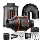 Spider Farmer 2024 Update 4 Inch Inline Fan and Carbon Filter Combo, Exhaust Fan with Speed Humidity Controller Hydroponics Grow Tent Ventilation Kit for Heating Cooling Grow Tents, Hydroponics