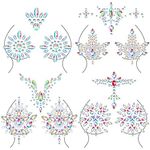 Panelee 4 Pcs Rhinestone Pasties Crystal Breast Covers Body Jewelry Stick Nipple Pasties Breast Body Gems Temporary Chest Stickers for Women Men Makeup Decor Rave Festival Party