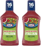 Kraft Roasted Red Pepper Italian Salad Dressing, 16 fl oz Bottle, Pack of 2, Bundled With V2U Utensil Set