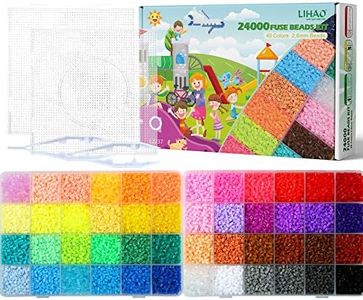 LIHAO 2.6mm Fuse Beads Kit for Crafts 24000 pcs 48 Colors Mini Fuse Beading Kit, Multicolored Iron on Fused Beads Kit, Great Supplies for Fuse Beads Artist