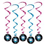 Beistle 57552 5-Pack Rock and Roll Record Whirls, 3-Feet 4-Inch