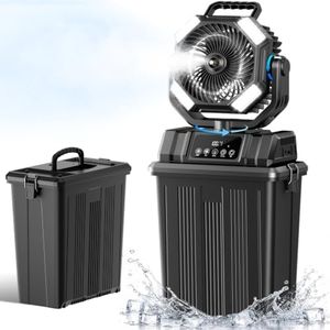 Etholzon 40000mAh Misting Fans for Outside, 15L Portable Outdoor Cooling Fan with Auto Oscillation, LED Light, Timer, Rechargeable Battery Powered Mister Fan for Camping, Beach, Patio