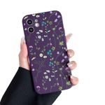 RALEAVO Flower Case for iPhone 12, Liquid Silicone Shockproof Protection Case Cover for Girls Women with Aesthetic Cute Floral Patterns Soft Slim Phone Case for iPhone 12 6.1"-Purple