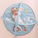 haus & kinder Baby Play Gym For Babies-Pack Of 1,Activity Play Gym Mat W/ 5 Hanging Toys,Foldable & Durable Cotton Play Mat,Baby Crawling Mats For Floor For 0 To 24 Months (Jungle Party) Midnight Blue