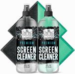 Screen Cleaner Spray Kit | (2X) 4oz Sprayer Bottles + (4X) Microfiber Cleaning Cloth | Smart Phone, Laptop, iPad, iPhone, MacBook, Computer Monitor, TV, Tesla, Touchscreen, Electronic Device Cleaner