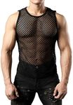 JOGAL Men's Mesh Fishnet Fitted Mus